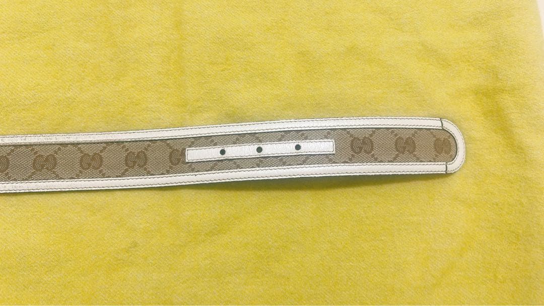 GUCCI ベルト インターロッキングG GGキャンバス ベージュ 白