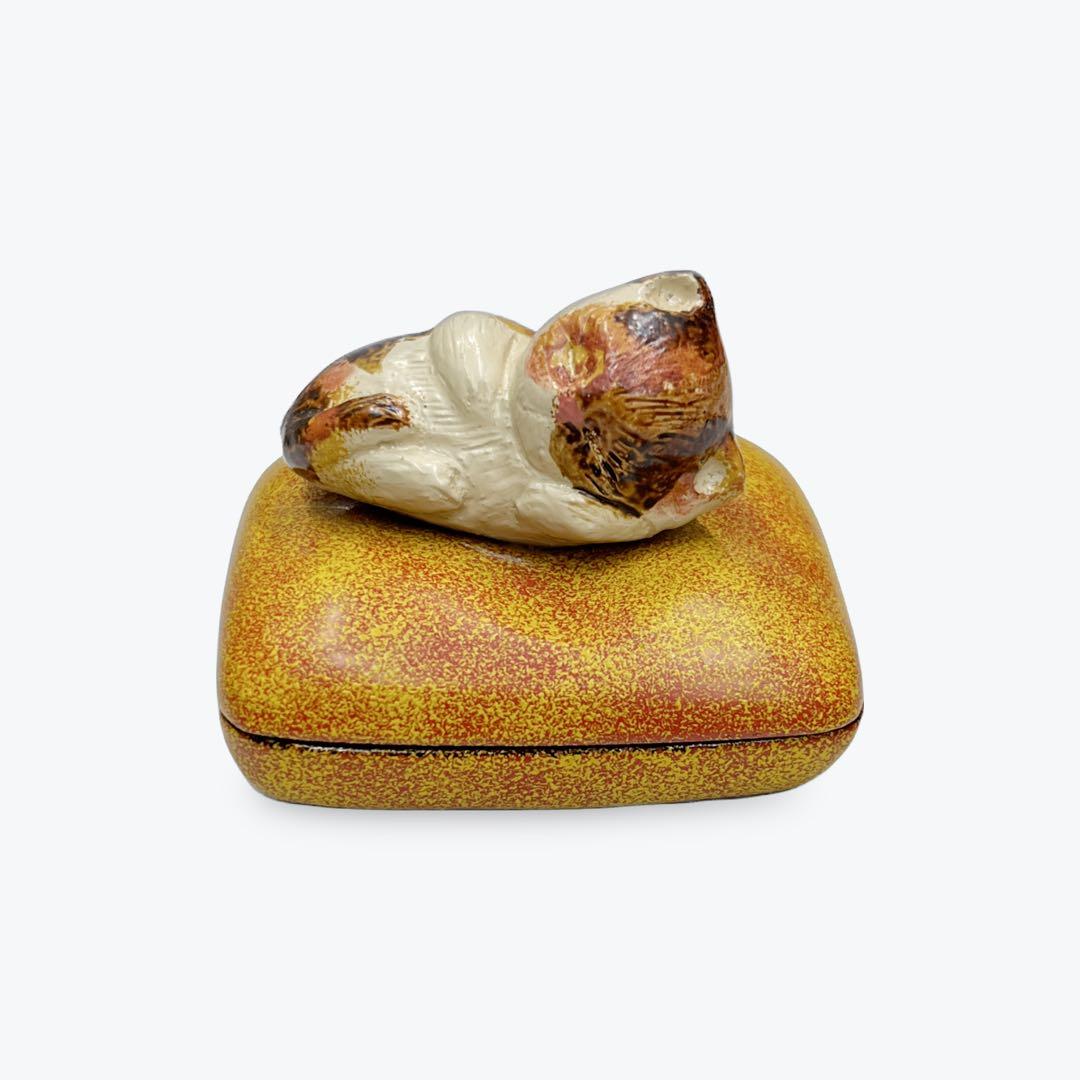 【特価】香合　乾漆　猫　茶道具