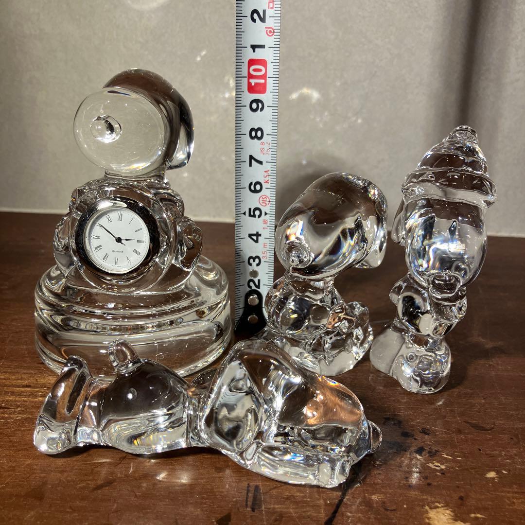 スヌーピー 佐々木硝子 クリスタル ペーパーウェイト 置物時計 SNOOPY