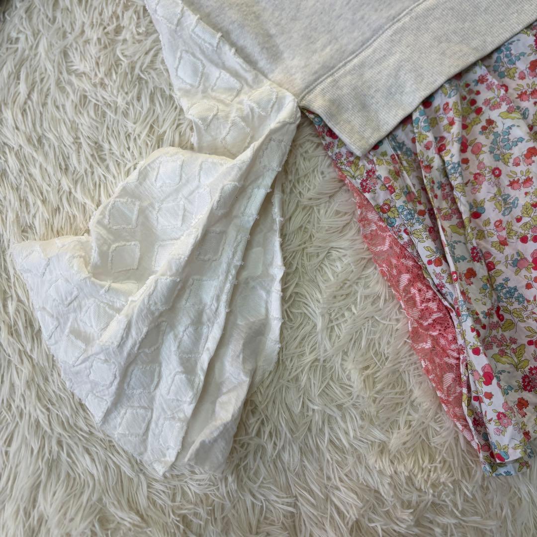 NOZOMI ISHIGURO スウェット　異素材切替　レイヤード　ワンピース