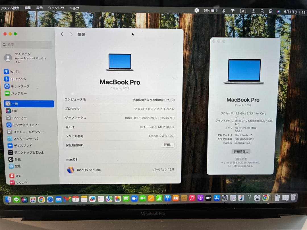Apple MacBook Pro 2018モデル 15インチ シルバー