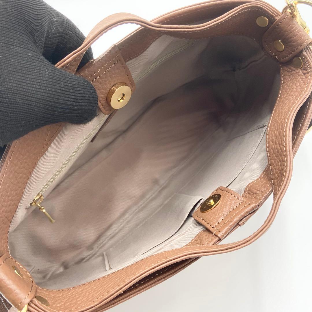 未使用級　アタオ チヴィ ショルダーバッグ アーモンド　レザー 2way