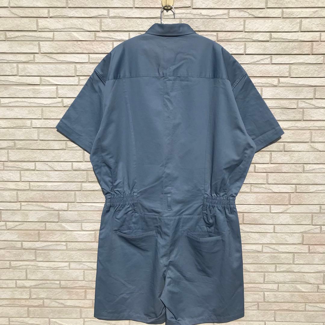 ミスタージェントルマン　オールインワン　つなぎ　L　ブルー　リネン