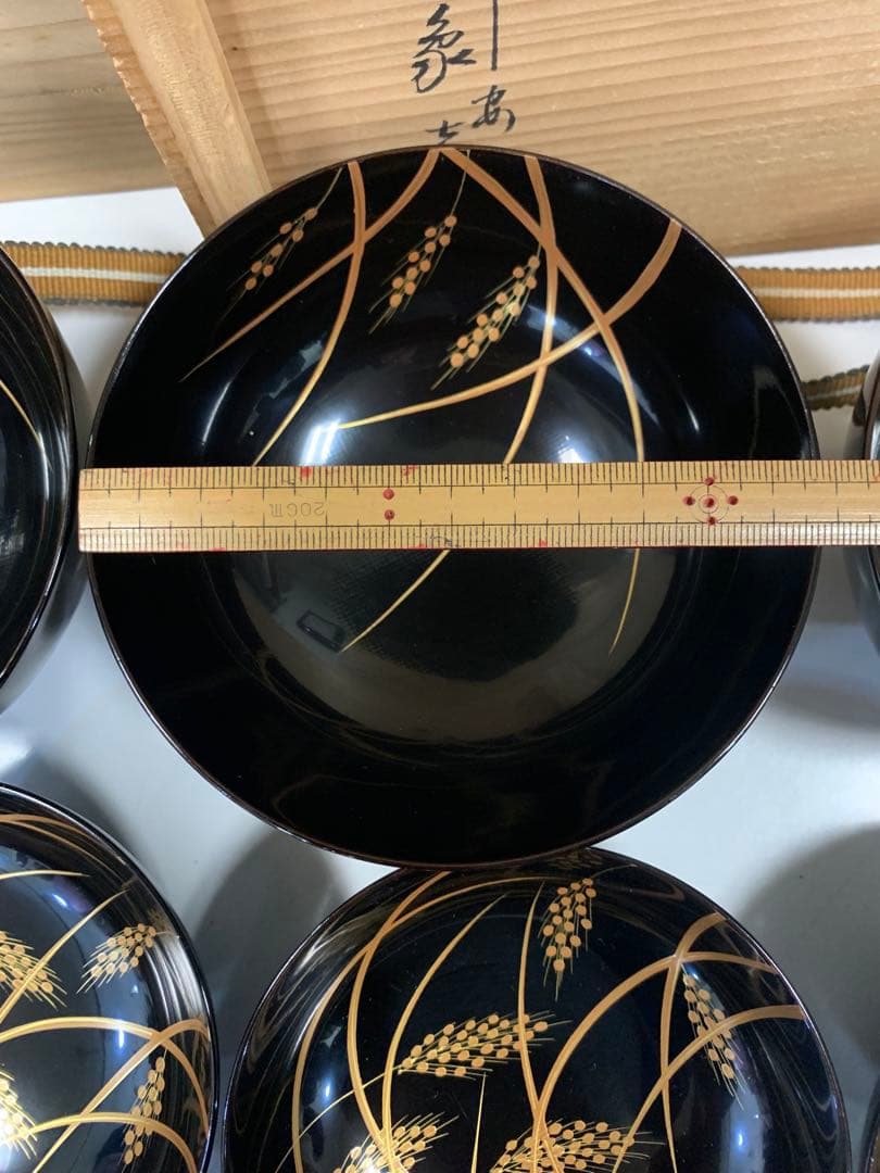 京漆匠　象彦　吸物椀　稲穂　五客