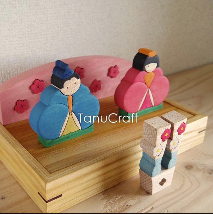 【値下げ】組み木　飾り　お雛様　雛飾り