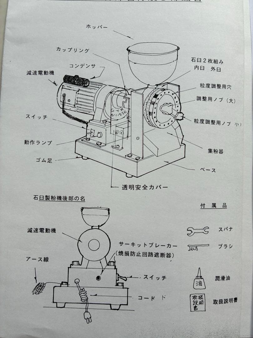 家庭で簡単‼️電動石臼製粉機　フシミ製作所　卓上タイプ