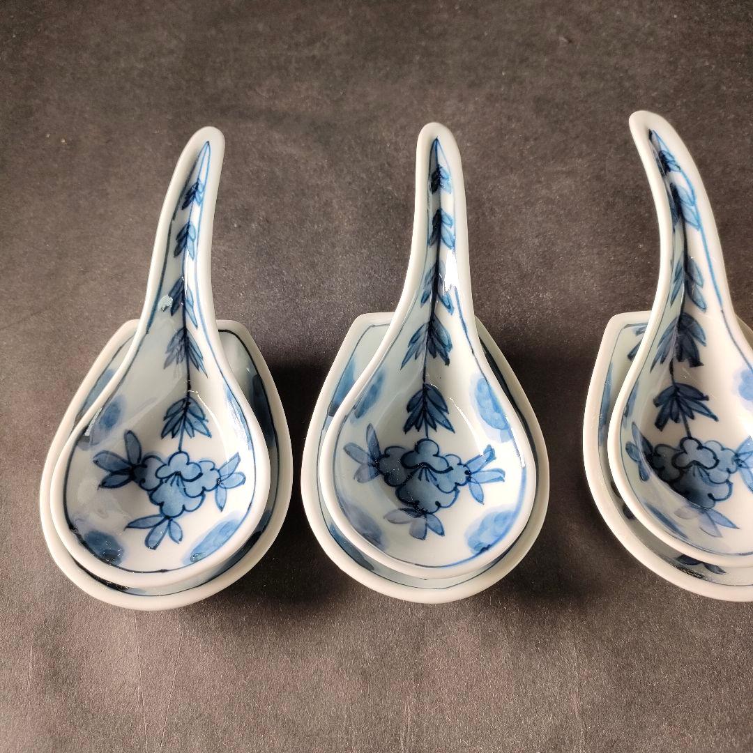 C1-6/源右衛門窯/染付牡丹絵5客組/共箱/蓮華/懐石道具