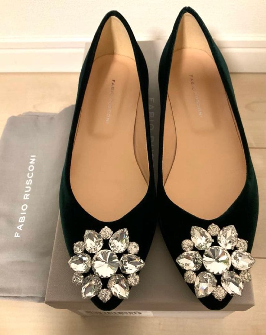 新品ファビオルスコーニFABIO RUSCONI ビジューフラットパンプス 37