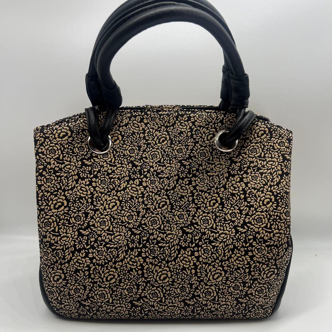 未使用 定価13万 CRESCEND 和装用バッグ 黒とベージュの薔薇　印伝