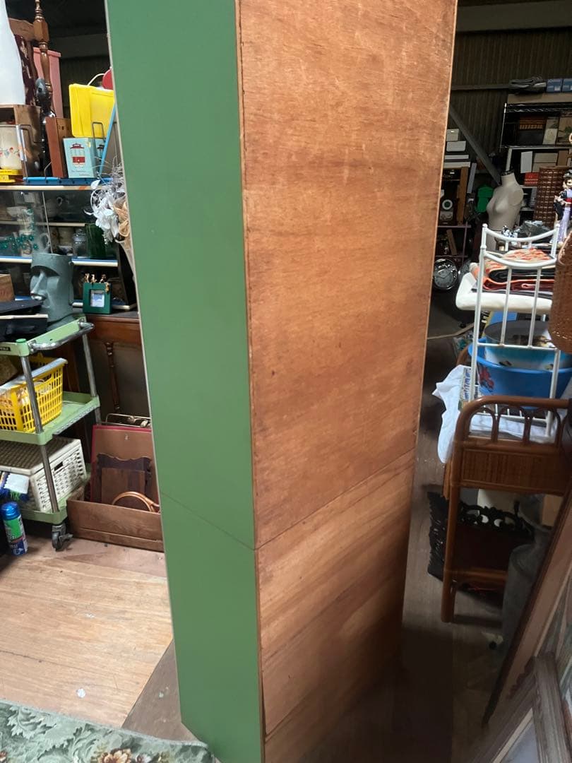 食器棚 緑 飾り棚 水屋 レトロポップ 昭和レトロインテリア 当時物