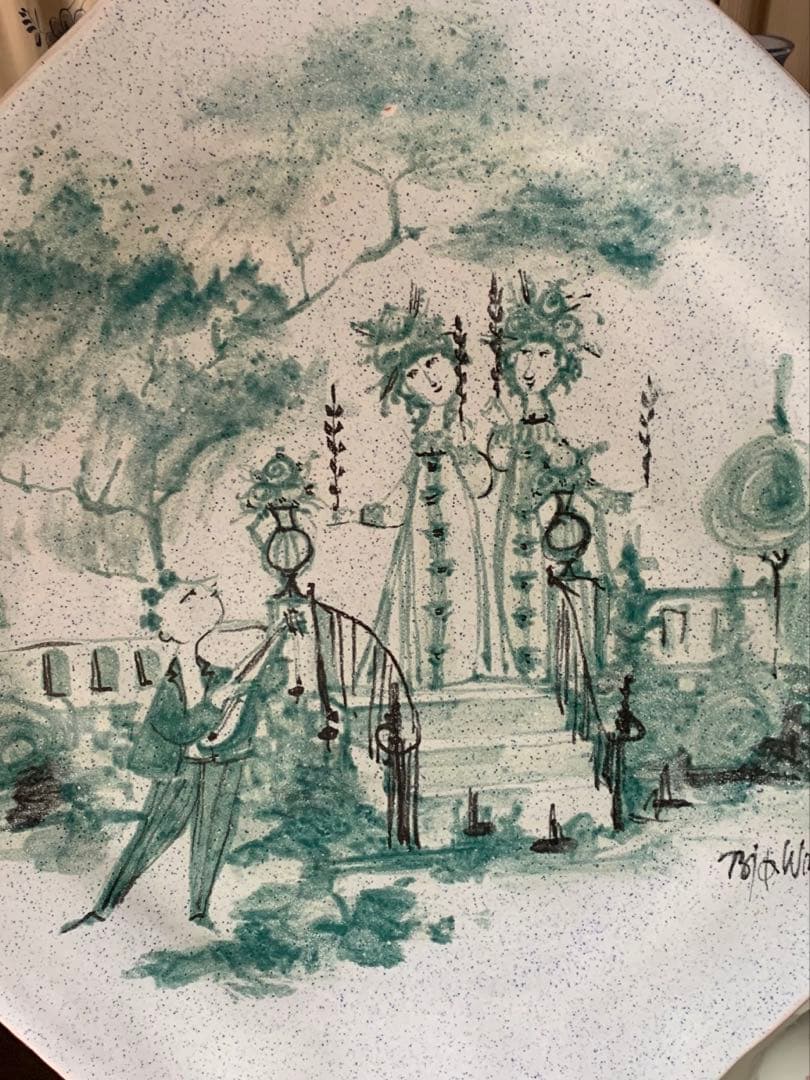 ビヨンヴィンブラッド　大型レアなビンテージ1963年手書き一点物絵皿ラスト