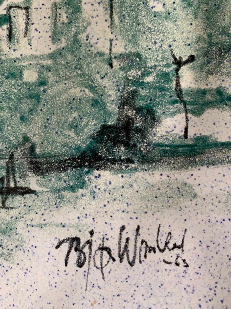 ビヨンヴィンブラッド　大型レアなビンテージ1963年手書き一点物絵皿ラスト