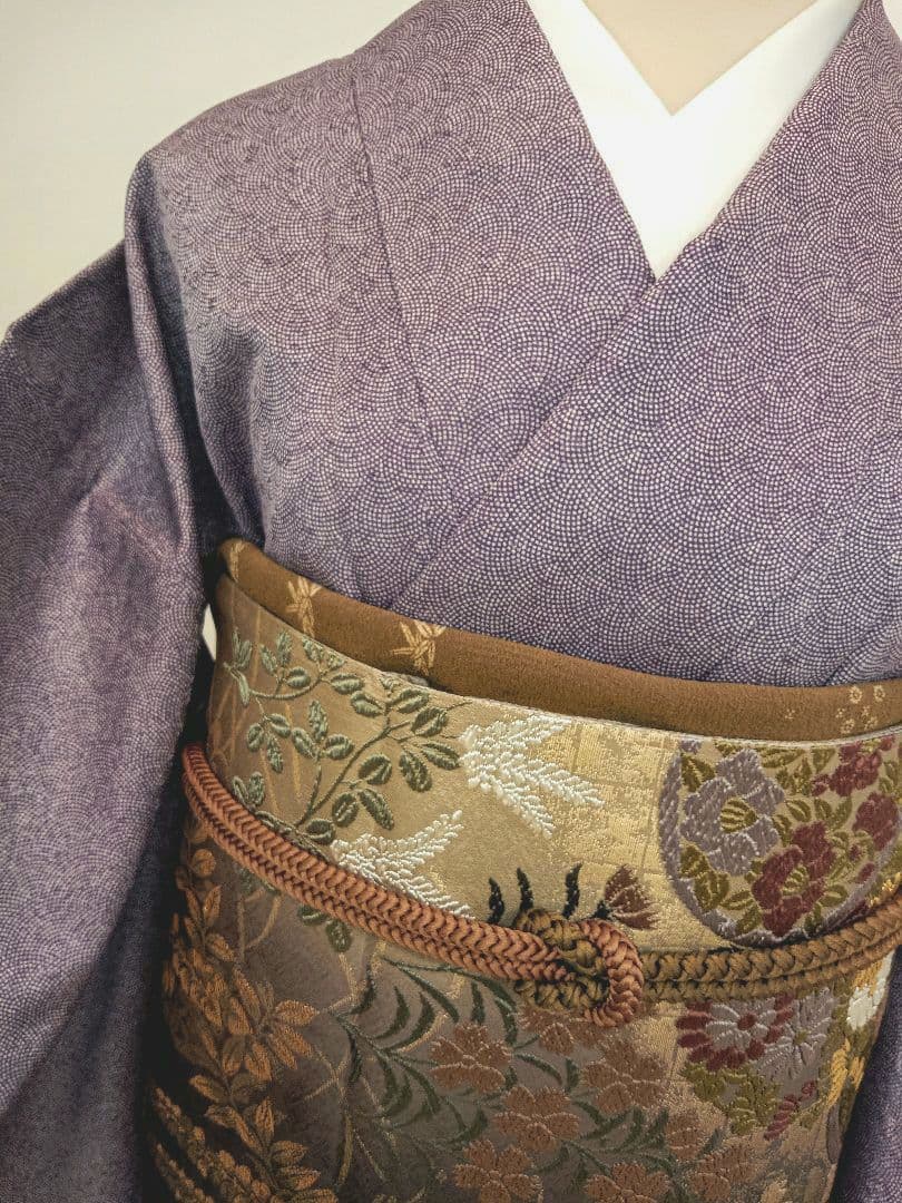 洗える江戸小紋　鮫小紋　紫色系　身巾少しゆったりサイズ