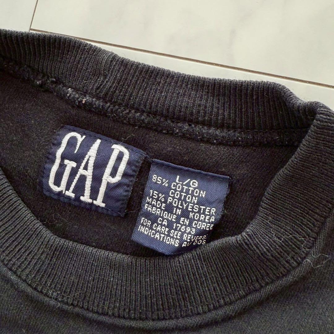 希少80s～90s【OLD GAP】スウェット・デカロゴ ◇黒・L・旧タグ　韓国