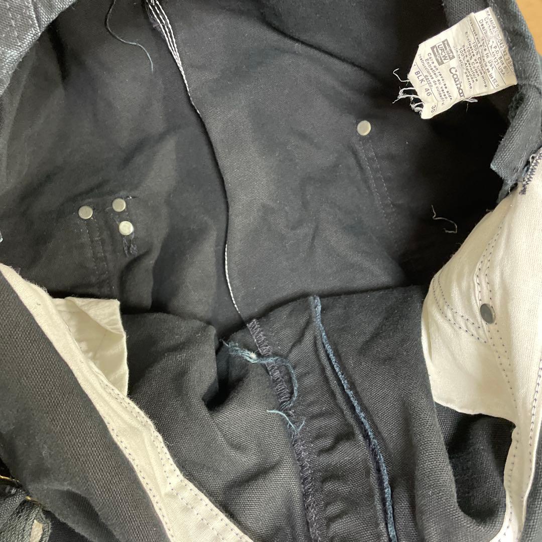 カーハート　USA製ブラックオーバーオールダック地　ダブルニー W46 L30