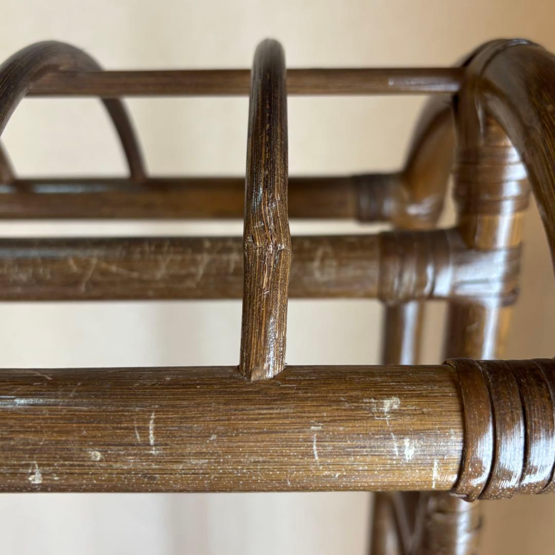 昭和レトロ 籐製 ハンガーラック 収納付き ヴィンテージ アンティーク調