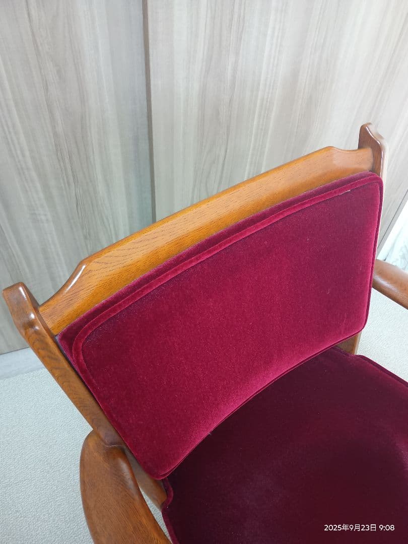 【週末値引】カリモク コロニアル デスクチェア ベロア赤【最大値下】