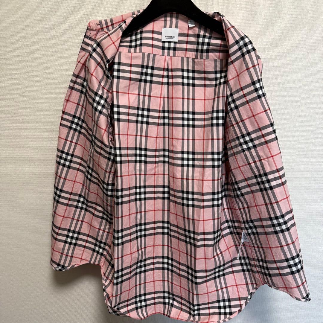 22SS 伊製 バーバリー レディース 長袖 シャツ ノバチェック柄 ピンク