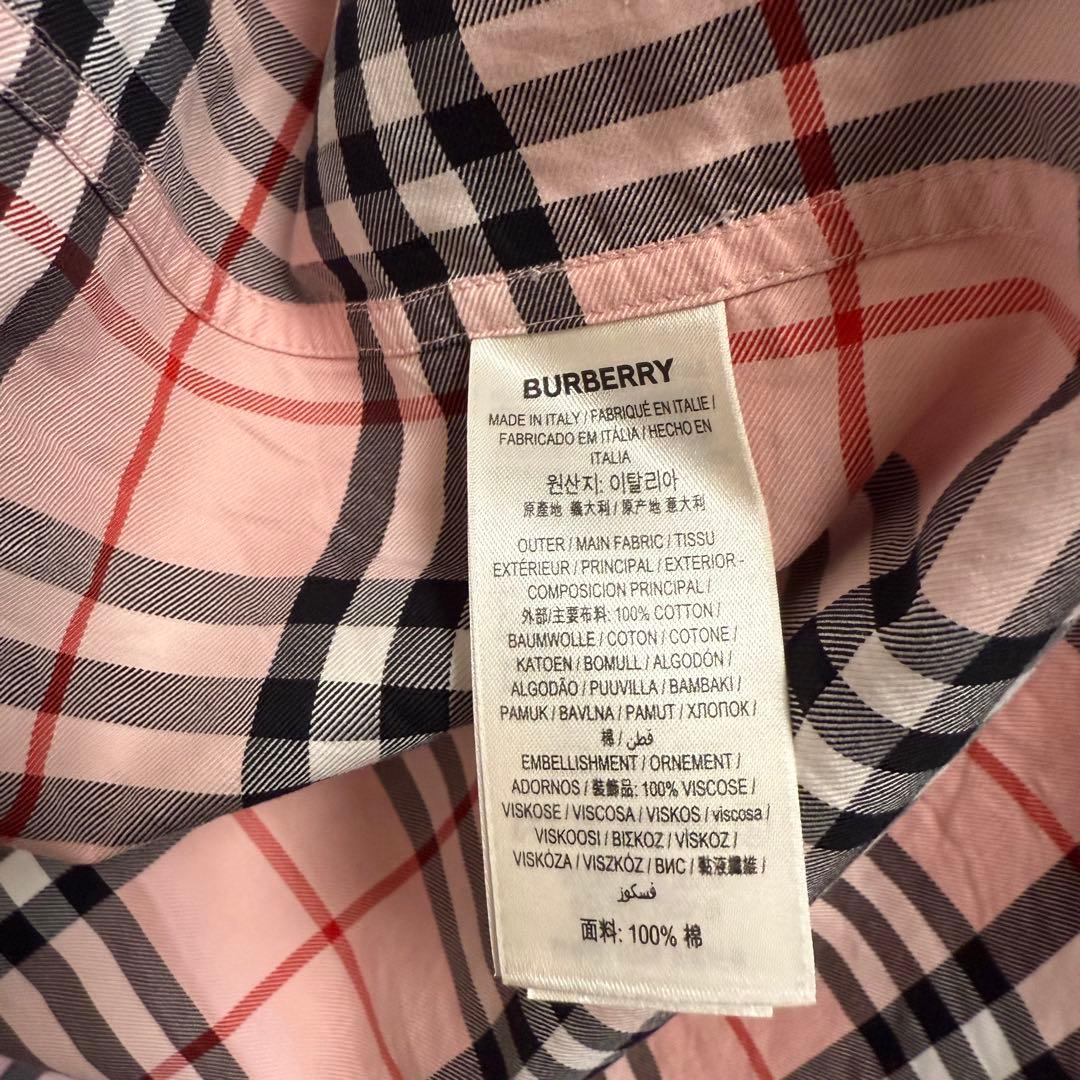 22SS 伊製 バーバリー レディース 長袖 シャツ ノバチェック柄 ピンク