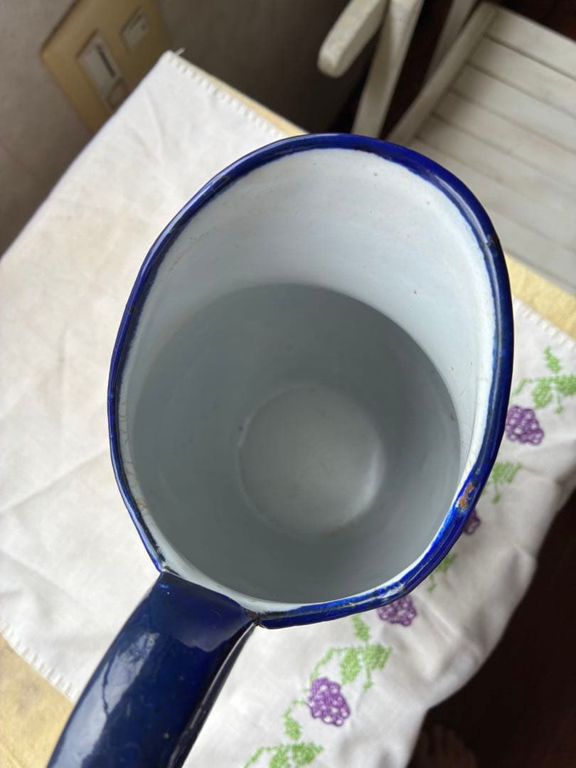 フランス　アンティーク　ホーロー　ジャグ　ピッチャー　水差し　ホワイト　100年