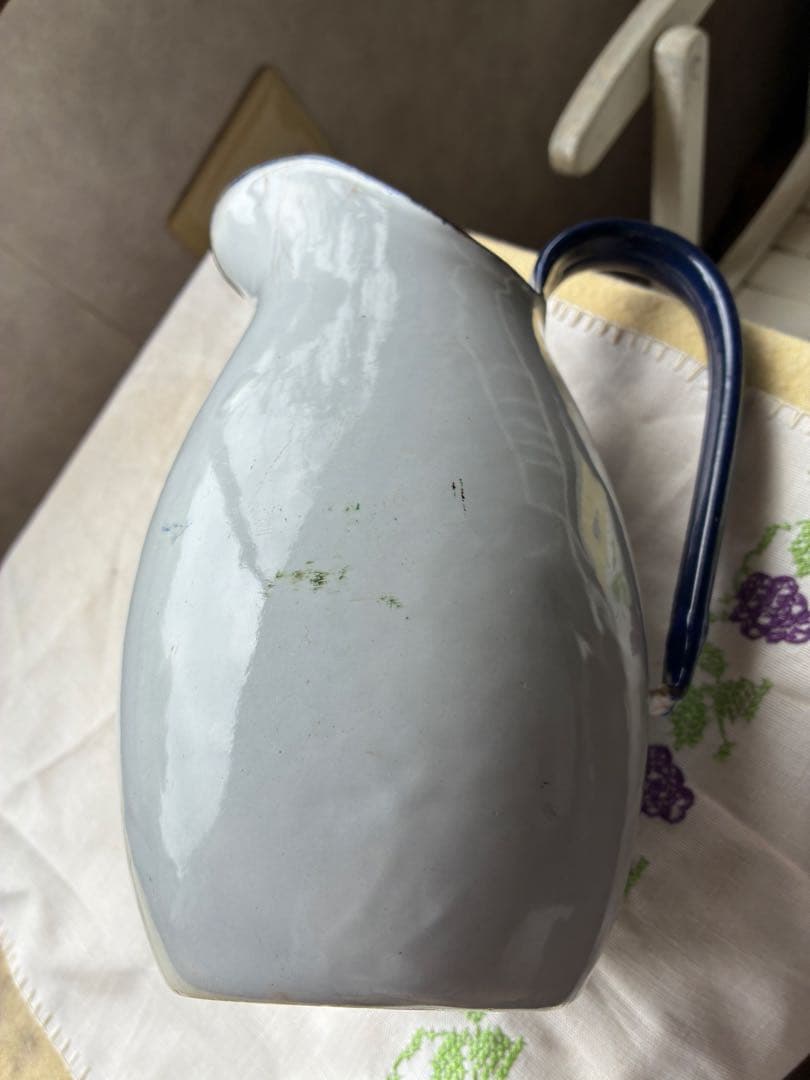 フランス　アンティーク　ホーロー　ジャグ　ピッチャー　水差し　ホワイト　100年