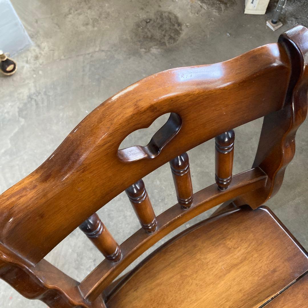 B ナガノインテリア 天然木 椅子 ハートマーク カントリー調