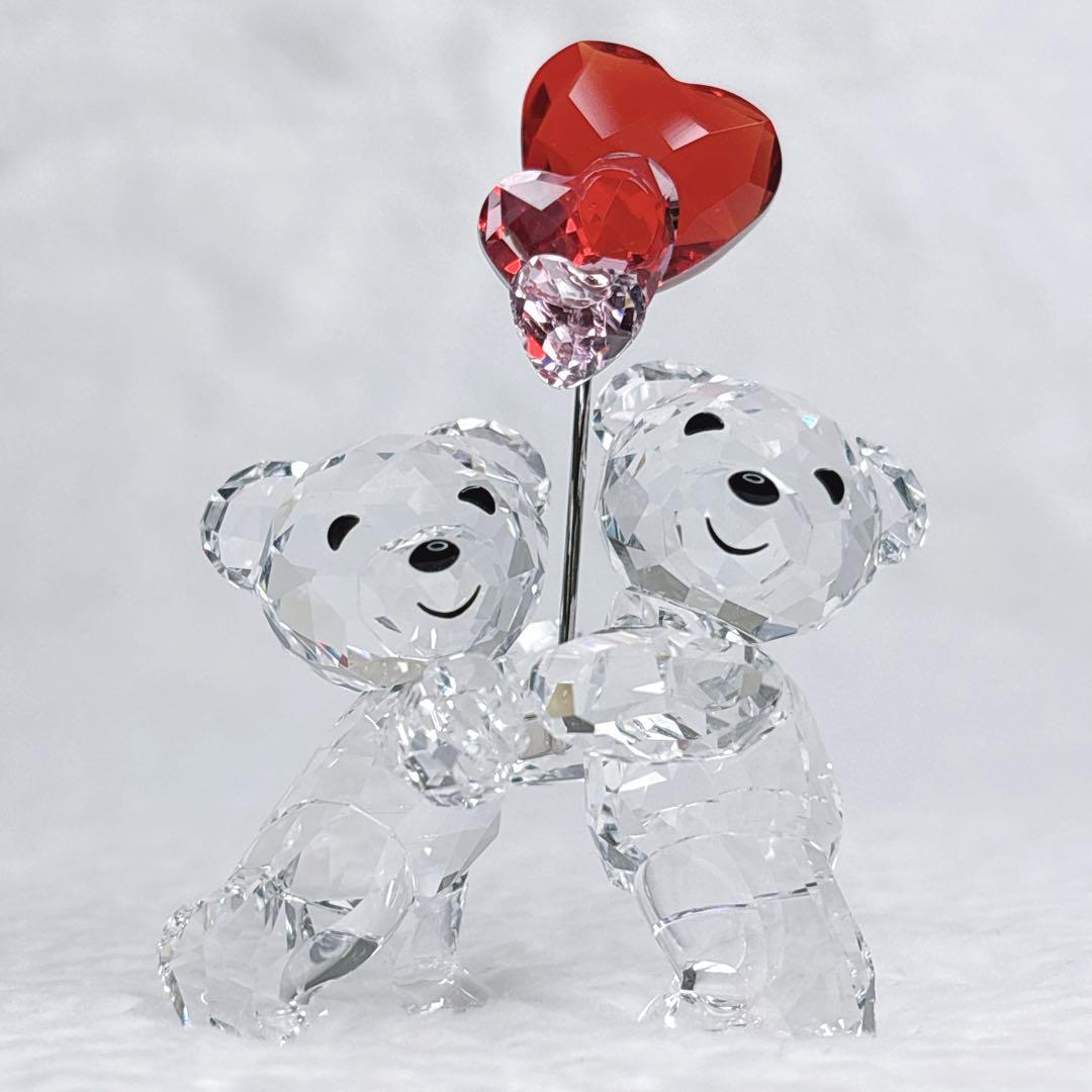 置物 SWAROVSKI Crystal Bear Heart Balloons