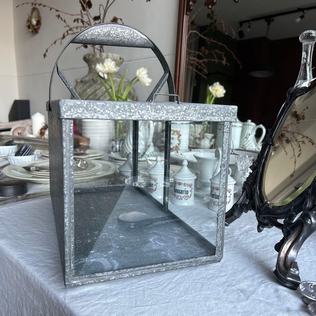 レア　フランスアンティーク　ブリキ　パンケース　ショーケース　両開　バタフライ式