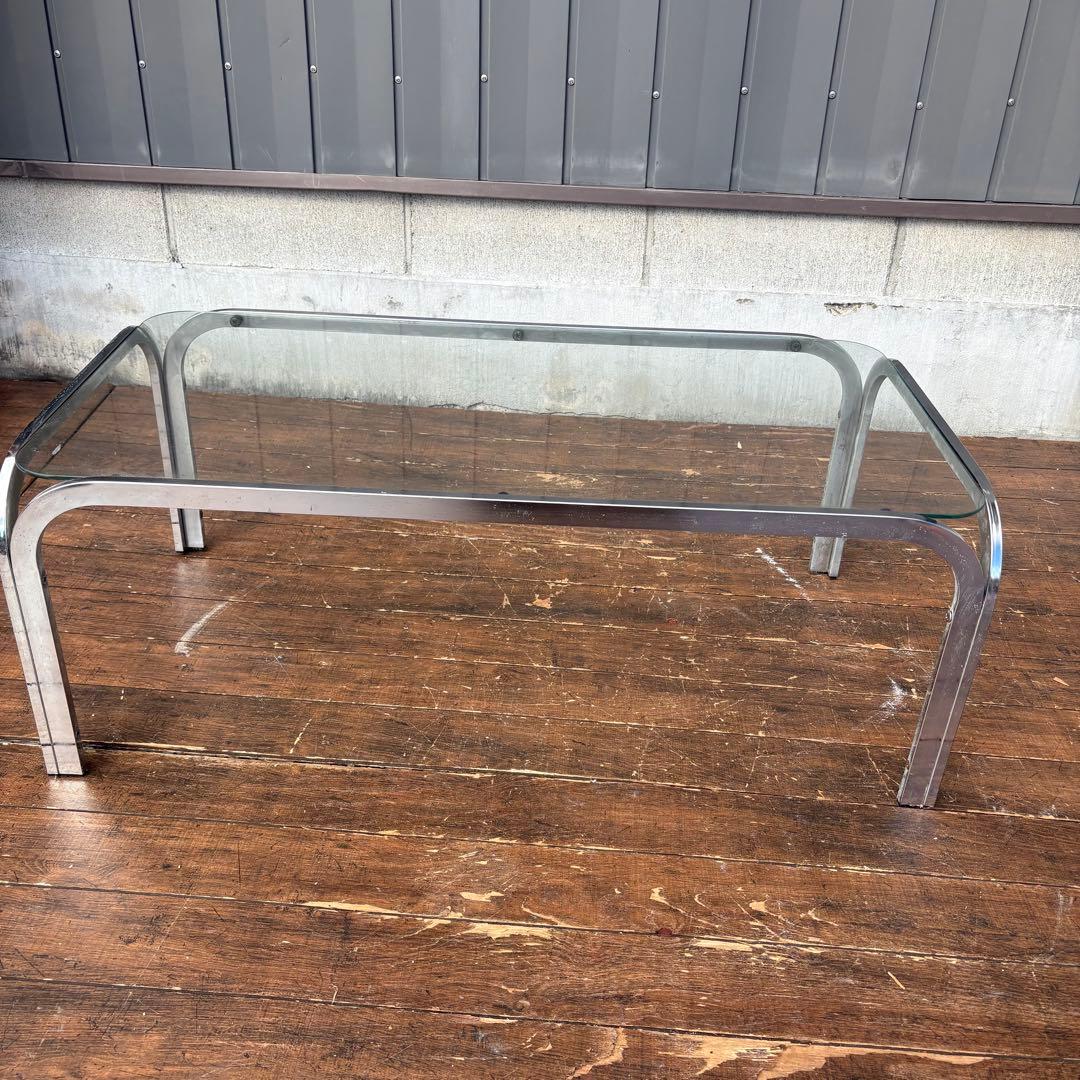 B壁 ミッドセンチュリー アイアンフレーム センターテーブル ガラステーブル