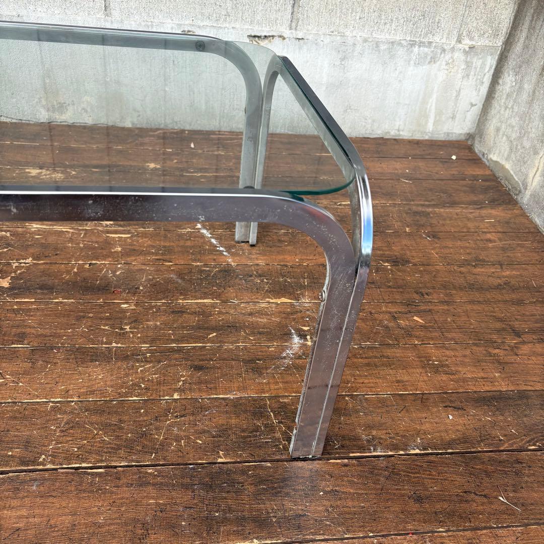 B壁 ミッドセンチュリー アイアンフレーム センターテーブル ガラステーブル