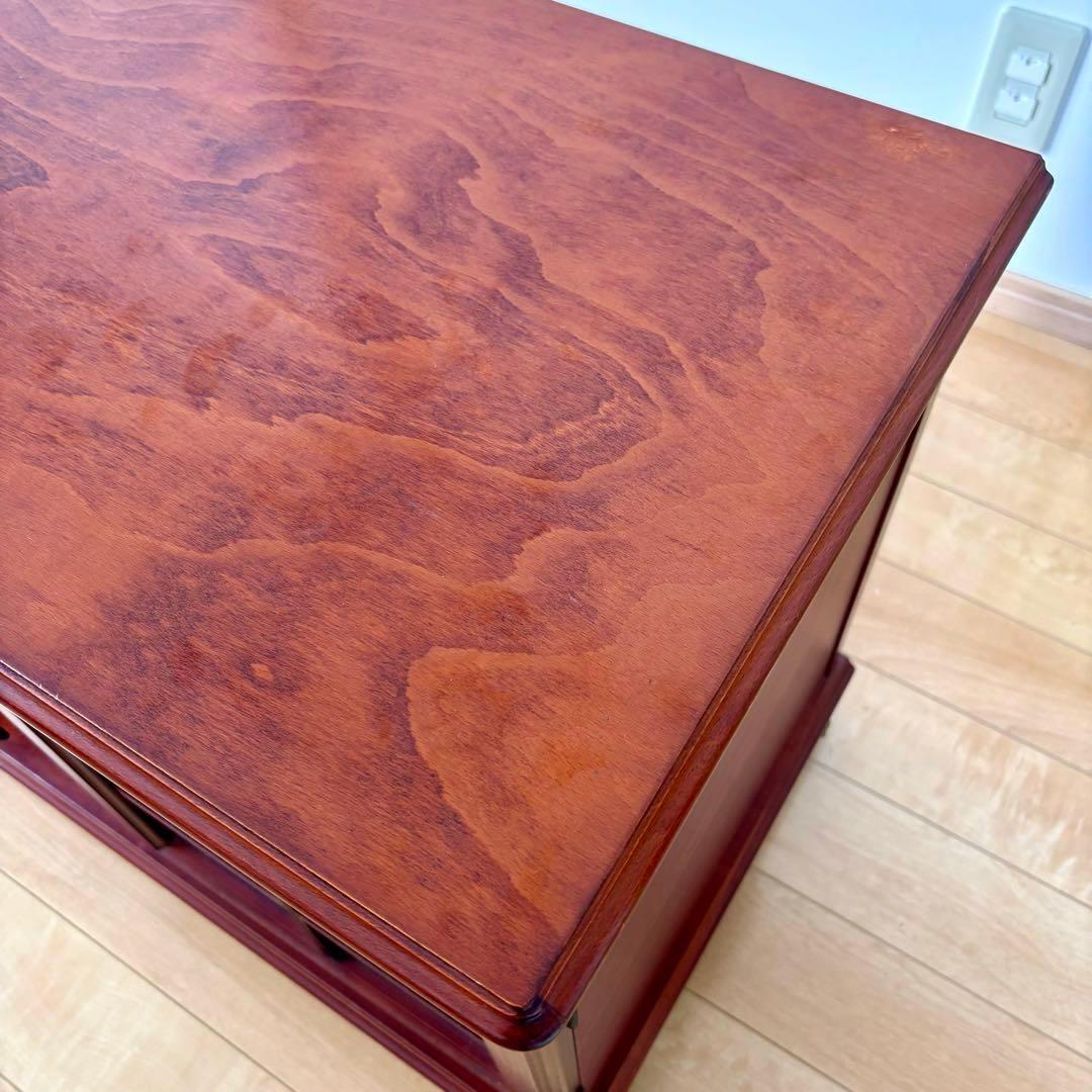 四国工芸 木製 ガラス格子戸付 キャスター ワゴン キャビネット 昭和レトロ