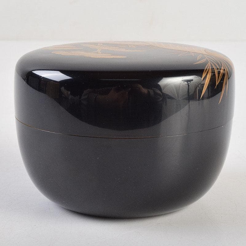 sai316 　柿本章作　塩釜蒔絵　内金溜　平棗　共布共箱　M　R9244