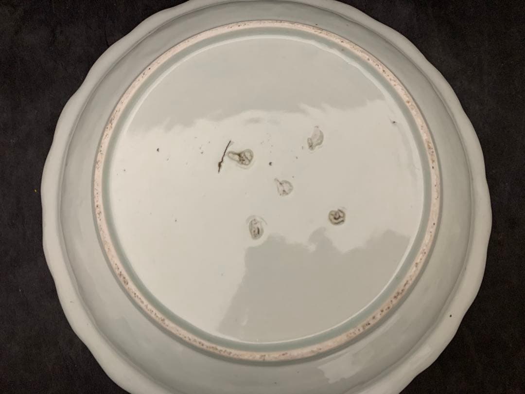 古伊万里　　鉄拐仙人染付図輪花皿　約直径27㎝