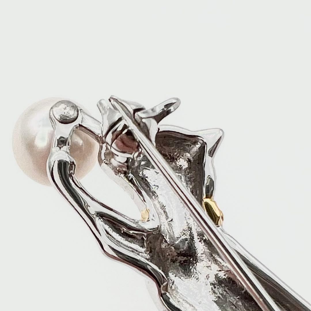 MIKIMOTO ミキモト ブローチ コサージュ パール 真珠 猫 キャット