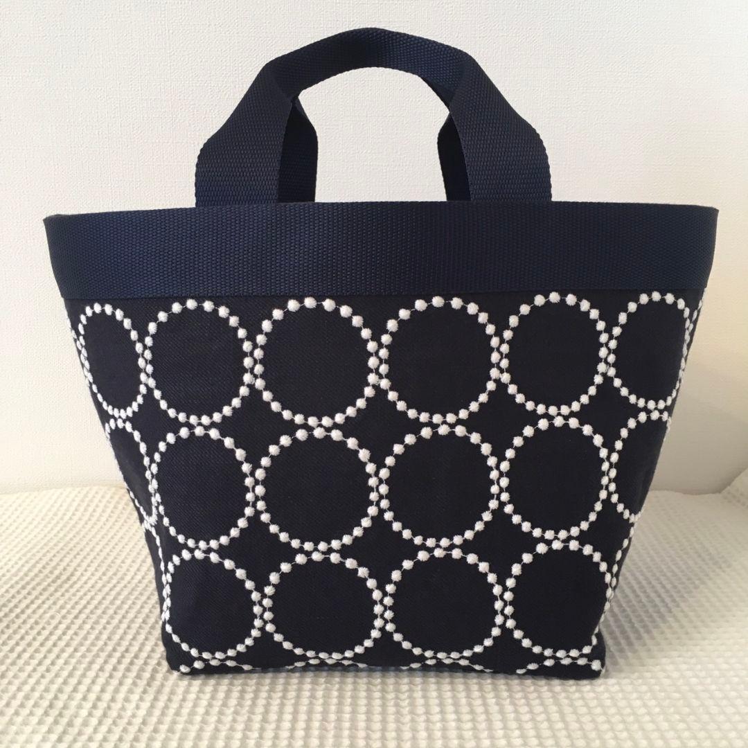 ミナペルホネン ハンドメイド トートバッグ タンバリン ネイビー