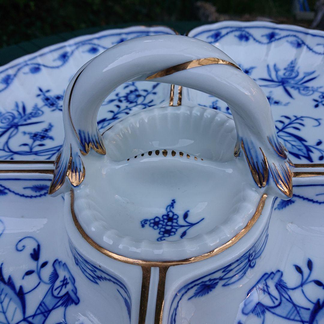 マイセン* ブルーオニオン　美品　金彩縁取り特大皿 * 直径* 38センチ