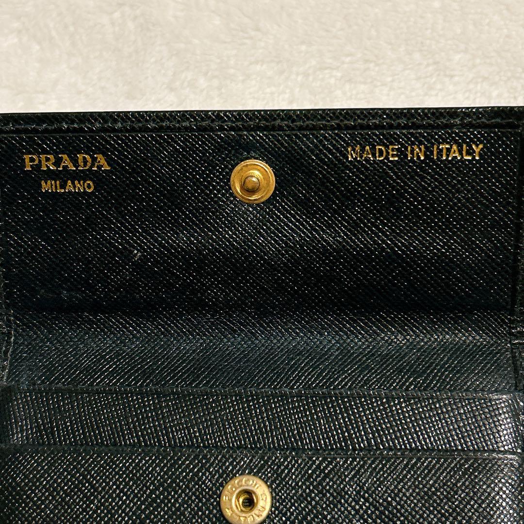 【極美品】PRADA プラダ　ブラック　レザー　カードケース　名刺入れ　イタリア