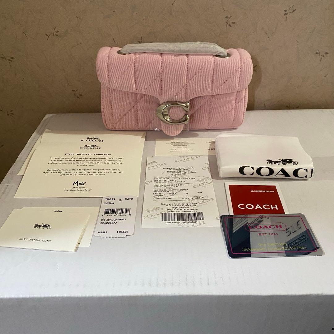 新品 COACH タビー ショルダー バッグ 20・キルティング　CBG33