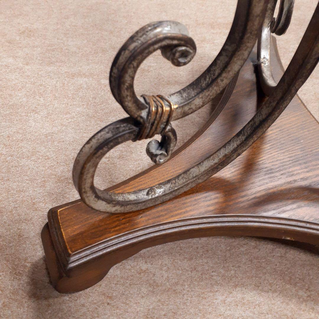 輸入家具　ロートアイアン仕様　アンティーク　サイドテーブル　シャビー加工　天然木