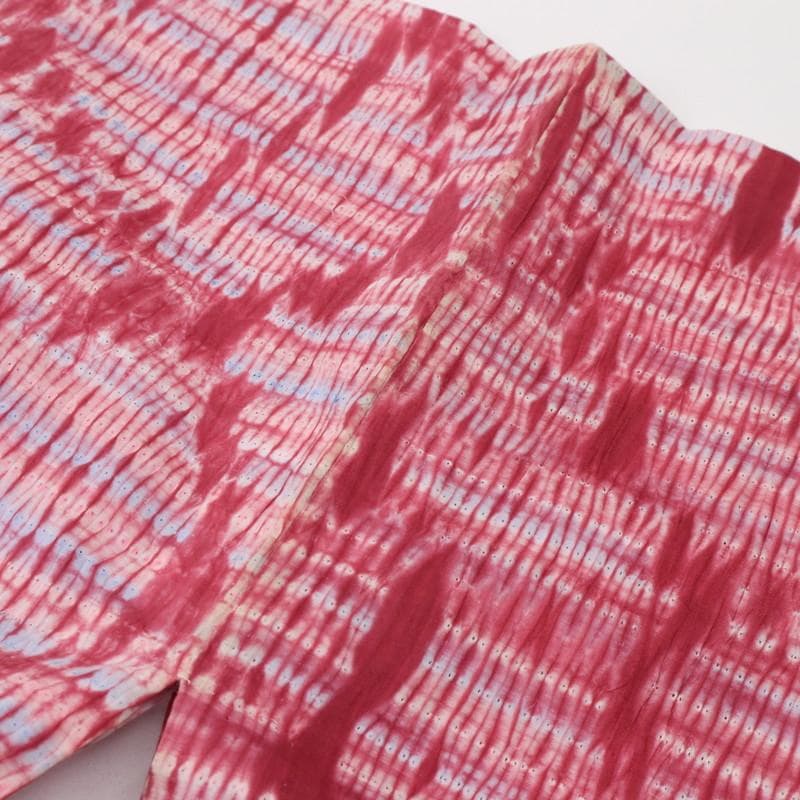 【板締め絞り浴衣】長尺 濃ピンクトールサイズ 木綿 夏着物 8UM7