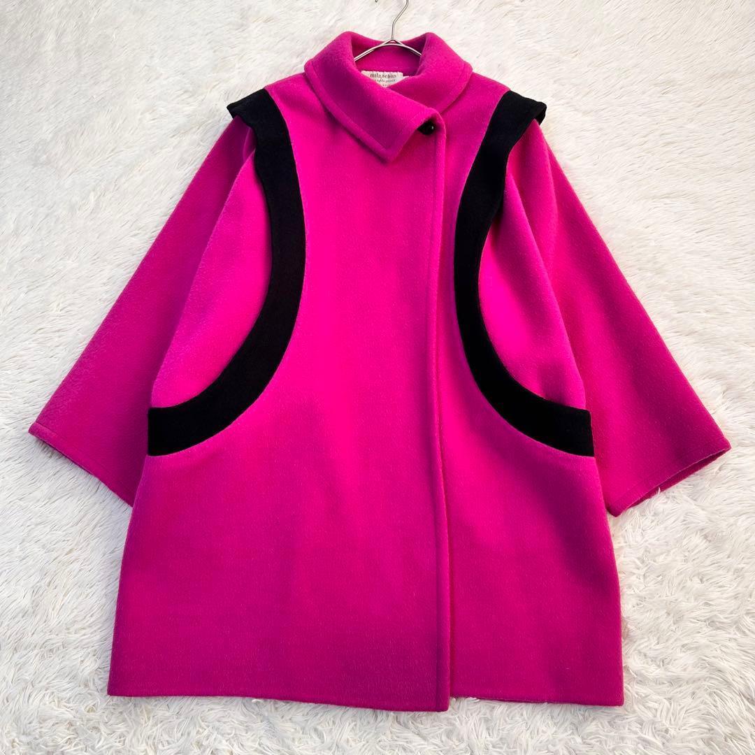 ミラショーン イタリア ダブルフェイス オーバーコート マゼンタ XL アンゴラ