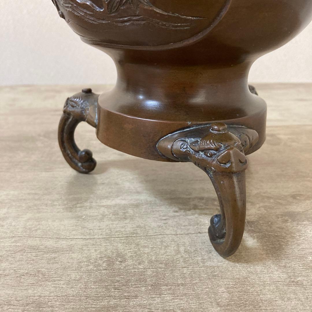 古銅薄端　花瓶　花器　アンティーク〈検 池坊　華道いけ花　高岡銅器　茶道　立花