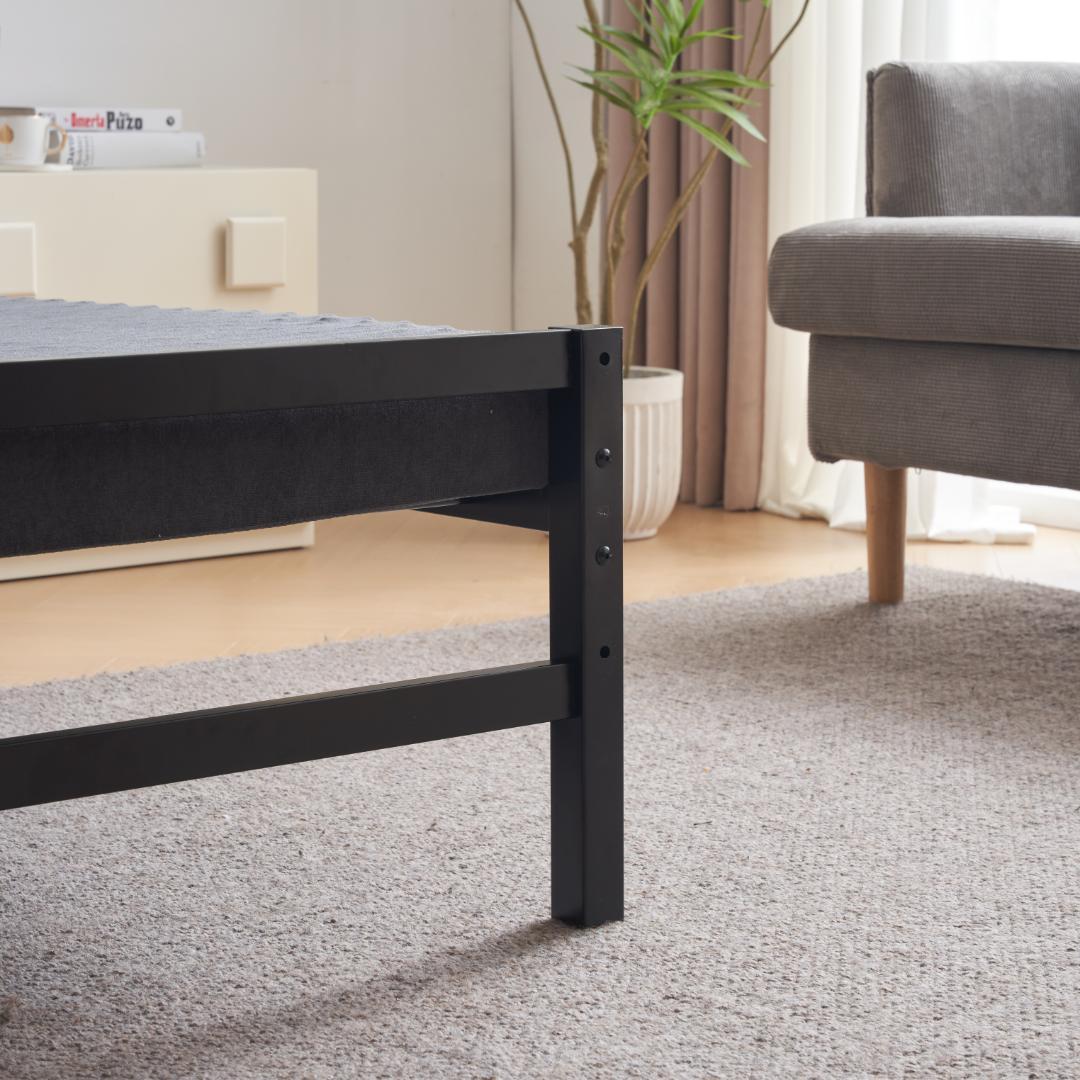 【ブラック】パイプベッド シングル ベッド 宮 三段階高さ調整可 スチール 耐震