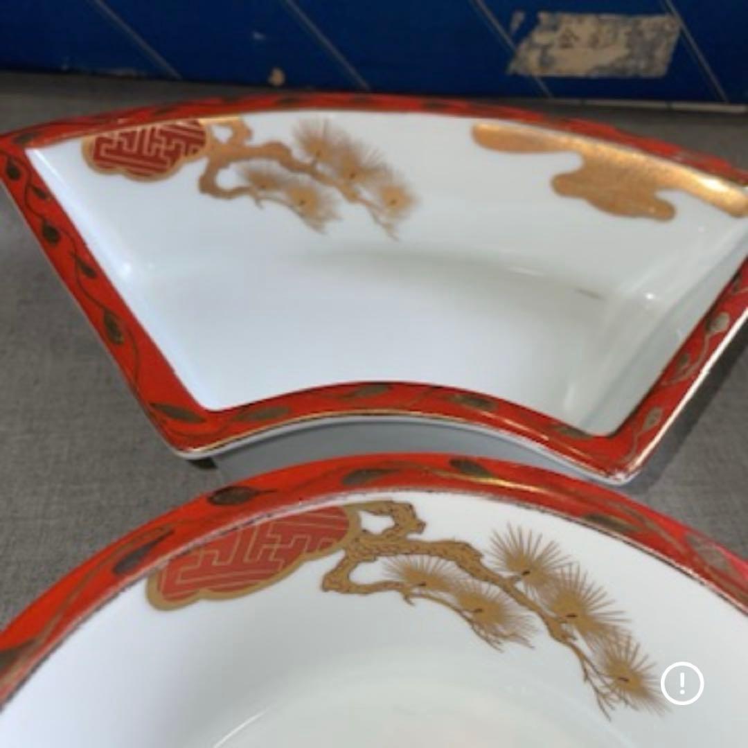 4点　金彩松　回転オードブル皿　日峰？作　小鉢 揃え　有田焼　会席　パーティー