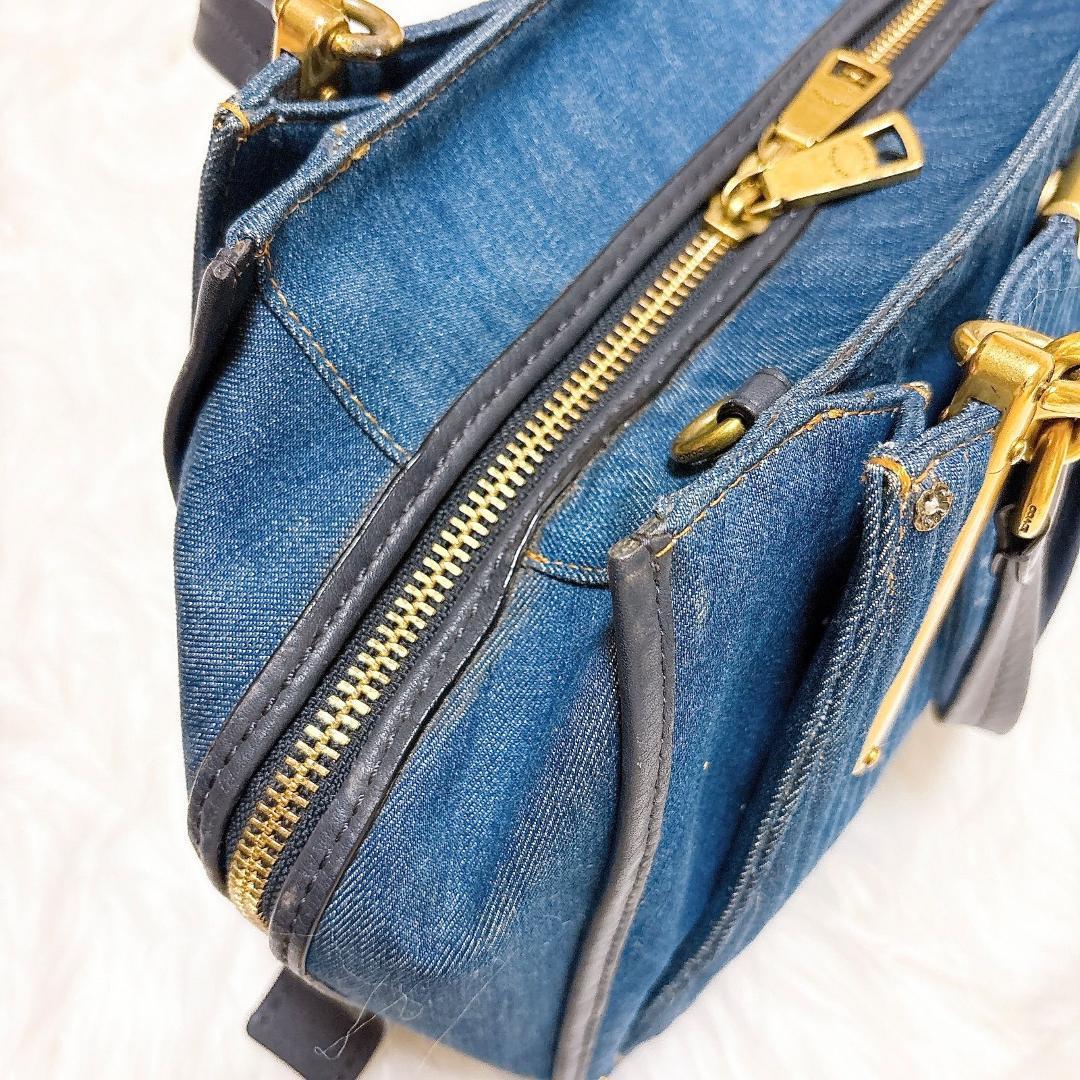 希少　コーチ　ドリーマー　ハンドバッグ　2way デニム×レザー　青
