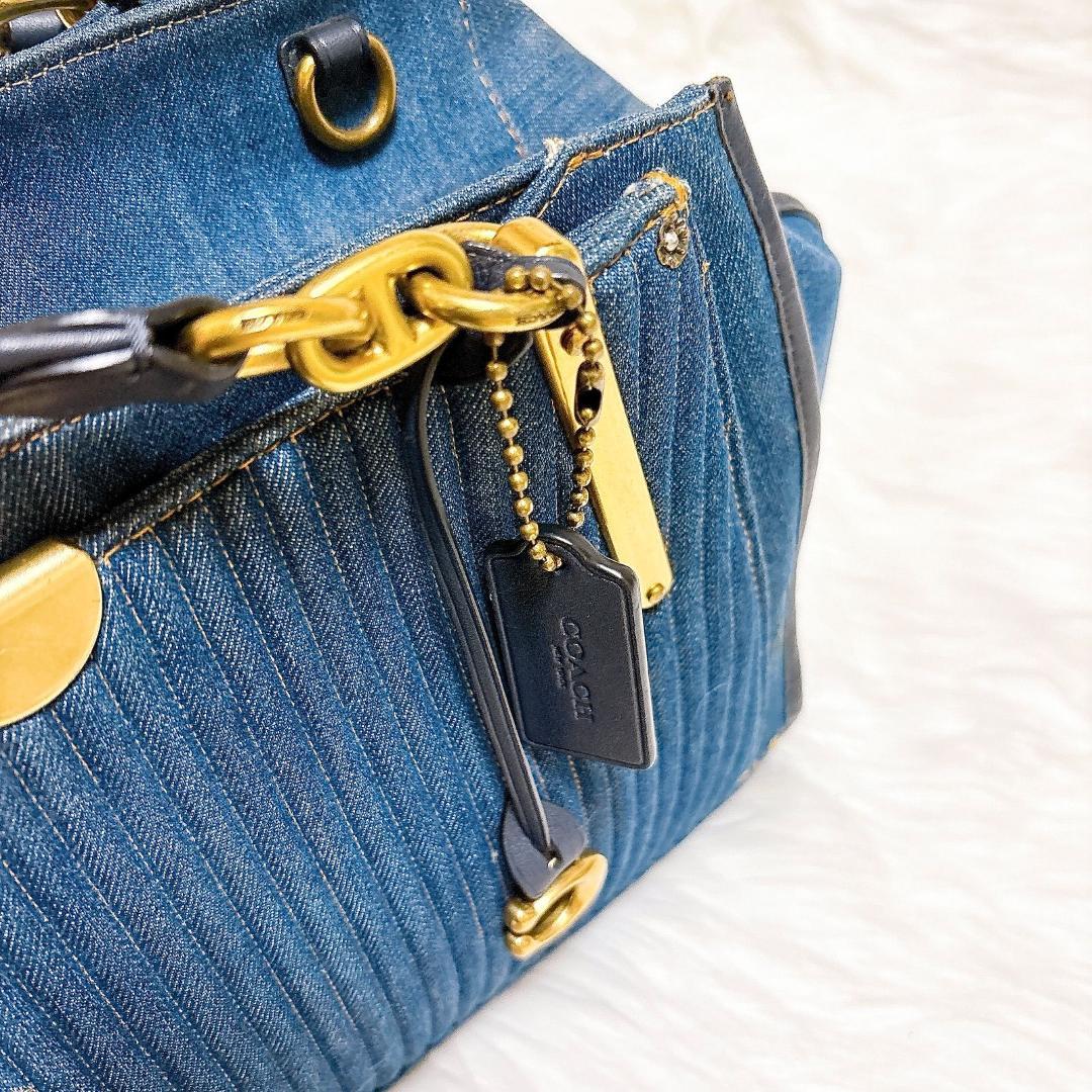 希少　コーチ　ドリーマー　ハンドバッグ　2way デニム×レザー　青