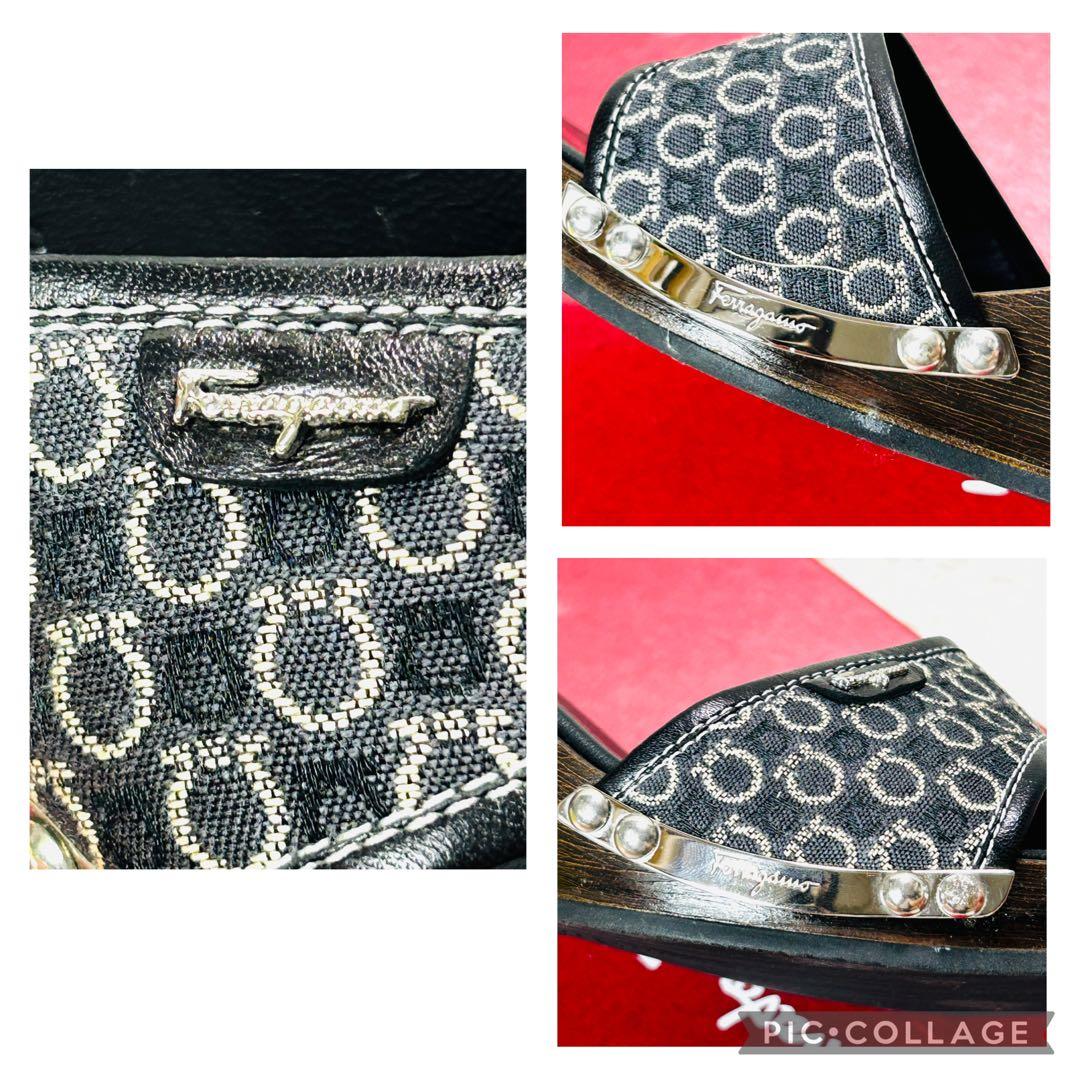 【美品✨箱付】フェラガモ ナッパレザー ミュール サンダル ガンチーニ 7D