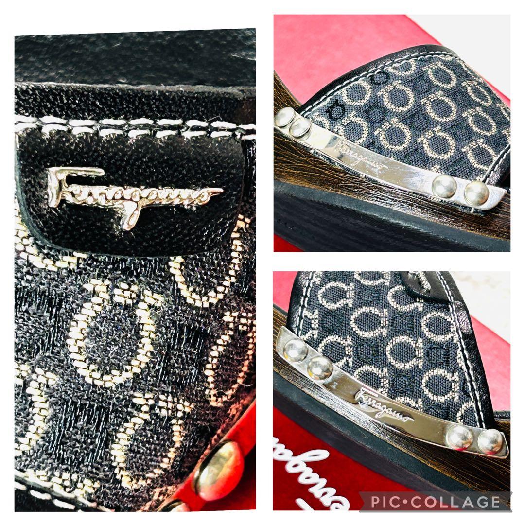 【美品✨箱付】フェラガモ ナッパレザー ミュール サンダル ガンチーニ 7D