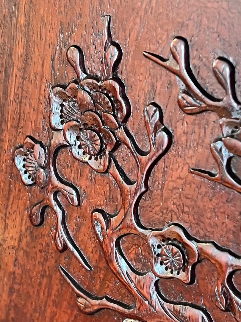 唐木 花梨 茶箪笥 飾り棚 茶棚 違い棚 和家具 木製 彫刻 アンティーク