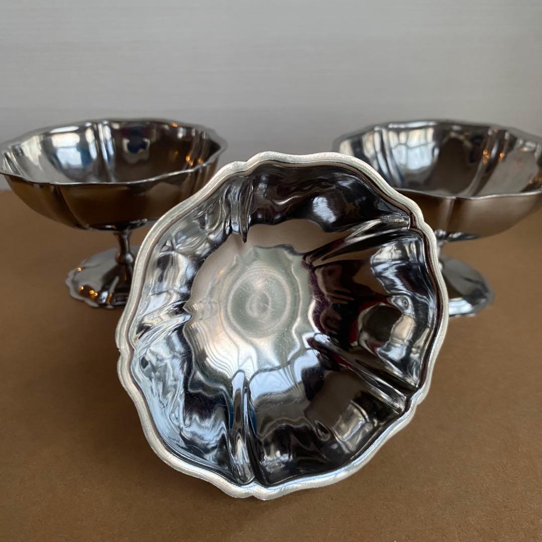 フランスアンティーク　花リム　アイスクリーム　カップ　3個